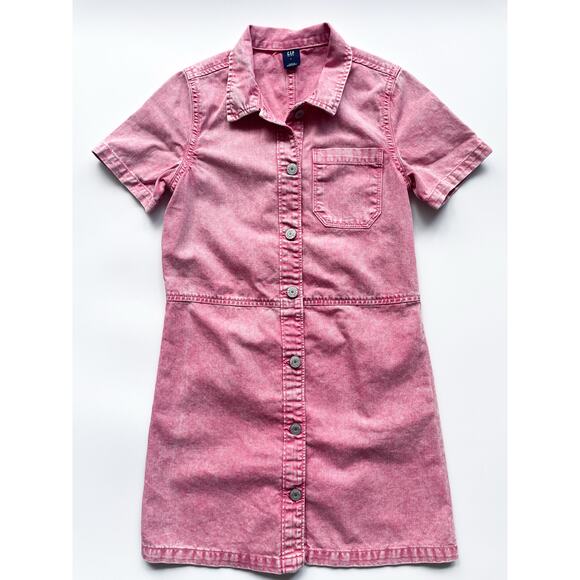 Girl's Gap Pink Denim Button Down Shirt Dress Size Large - Picture 1 of 5
